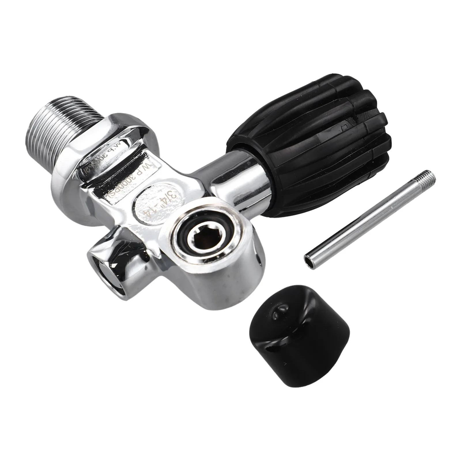 Chrome-Plated Scuba Valve 4500 PSI Rated for Diving Cylinders with Reliable Sealing and Pressure Relief Design