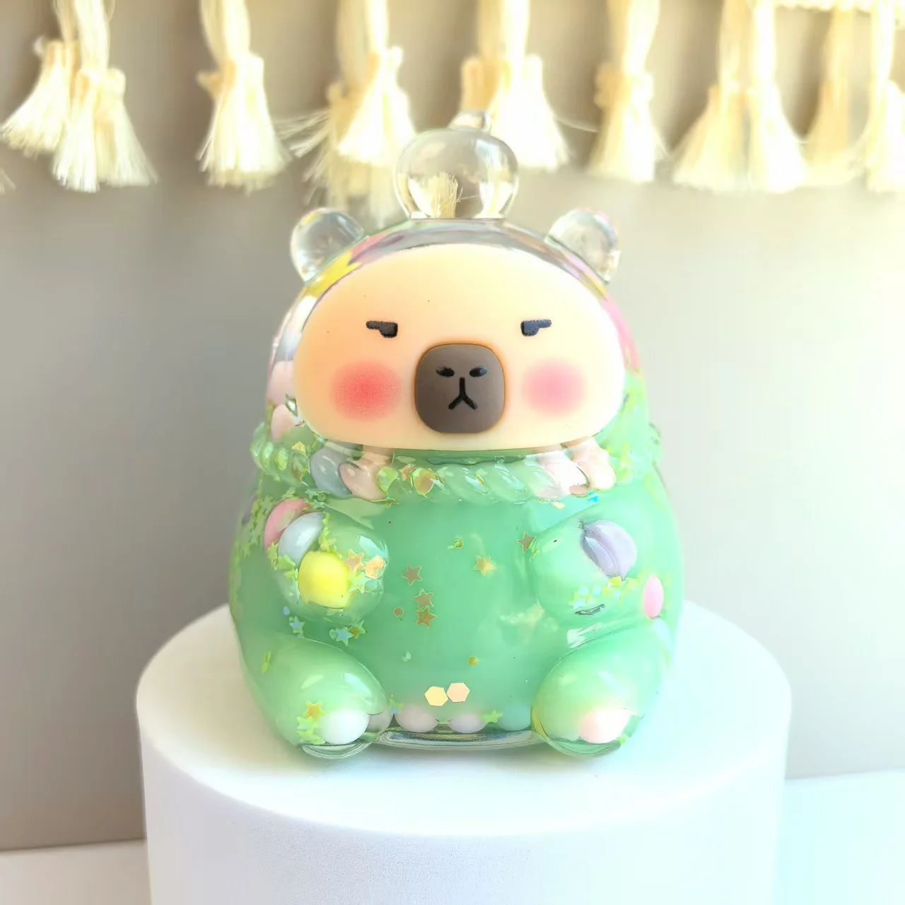 Nuevo Capibara en arena movediza al óleo, lindo mascota, dibujos animados, juego de marea, adornos de mesa, decoración de muñecas boutique