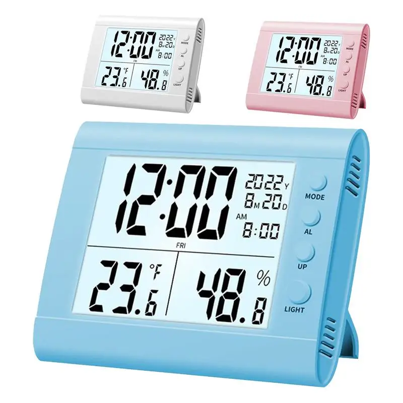 LED Alarm Clock Portable Smart Cool Modern Desk Hygrometer Durable Electronic LED Time Display Thermometer For Home And Apartmen