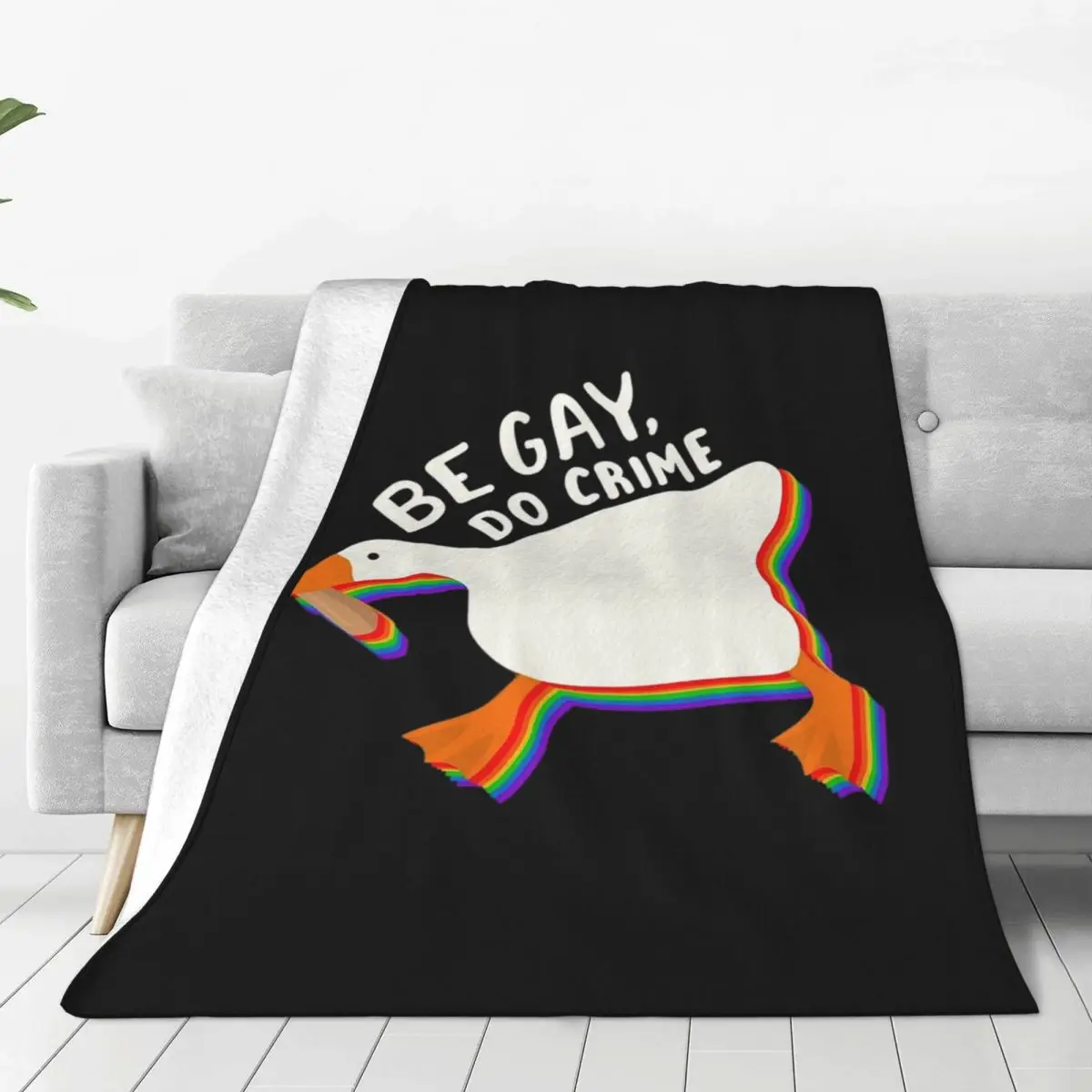 Be Gay Do Crime Goose Blankets Soft Warm Flannel Throw Blanket Bedspread for Bed Living room Picnic Travel Home Couch