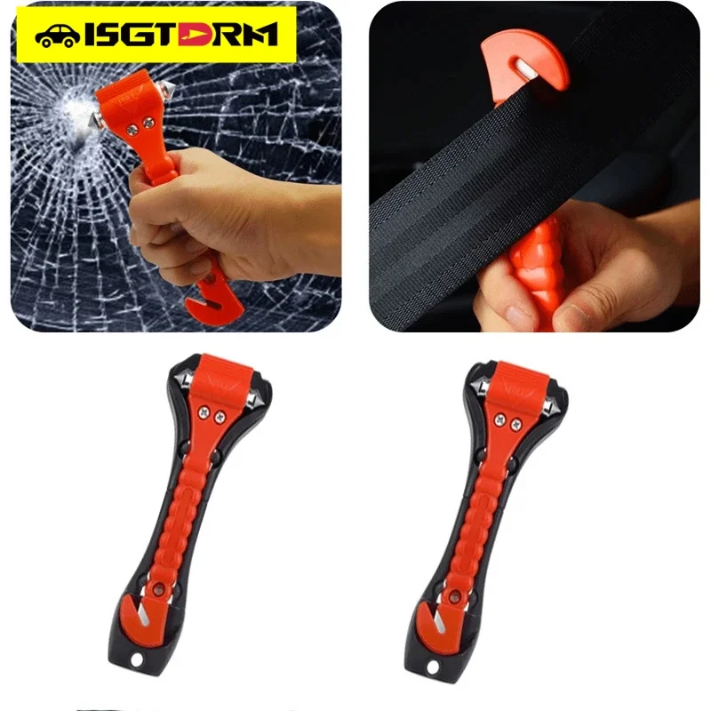 ISGTDRM Safety Hammer Camping Driving Car Seat Belt Cutter 2-in-1 Emergency Break Window Glass Punch Survival Life Rescue Tools
