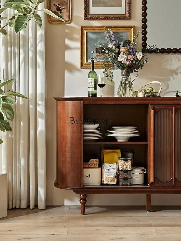 06French retro solid wood porch cabinet, post-modern simple storage, American light luxury