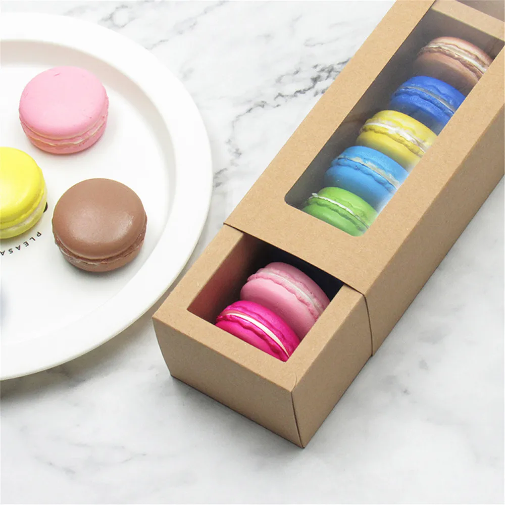 10pcs Macaron Packing Box Beautifully Packaged Wedding Party Cake Storage Biscuit Paper Box Cake Decoration Baking Accessories