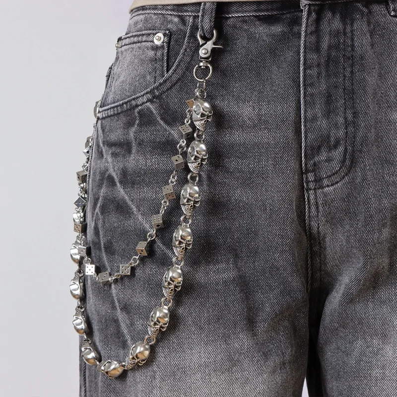 DIY Skull Pants Chain Square Dice Combination Locomotive Belts Chain Punk Men And Women Luxury Pant Chains Accessories