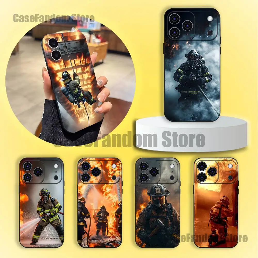 

Firefighter Heroes Phone Case For iPhone 17,16,15,14,13,12,11,Pro,Max,Plus Black Shockproof Soft Cover