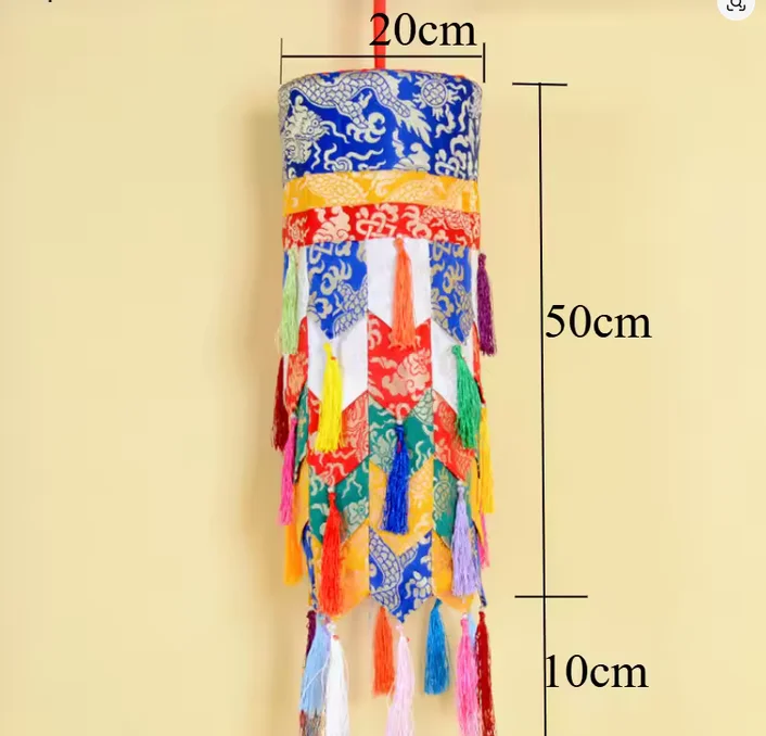 Fve colours DHVAJA Tibetan Patch tube Hang banner Auspicious Prayer flag Interior Decorating