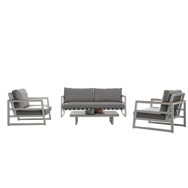 

Nordic outdoor leisure sofa villa courtyard open-air balcony swimming pool hotel designer aluminum alloy table and chair combina
