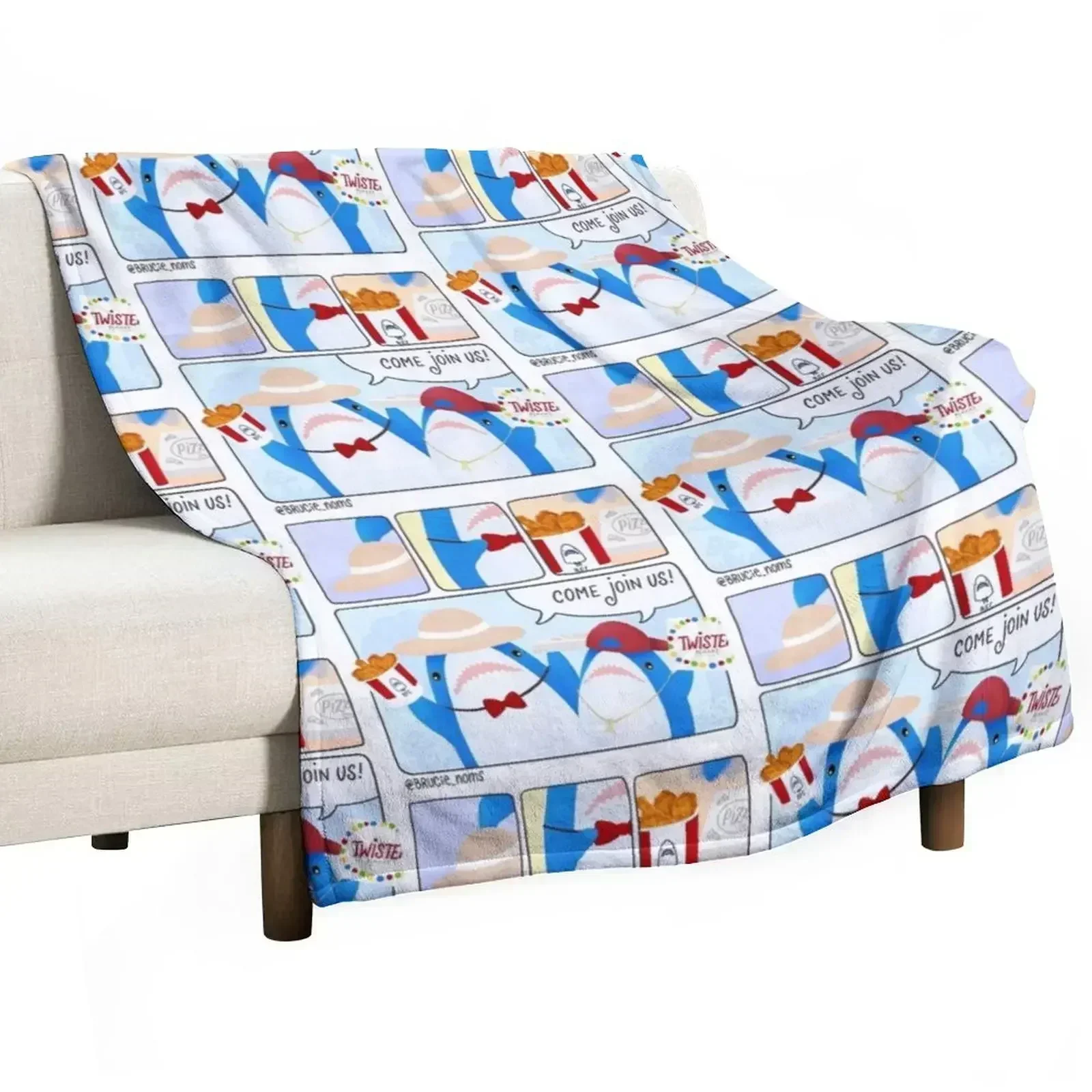 

Blahaj comic: picnic party Throw Blanket Portable Lightweight Blanket for Travel Camping