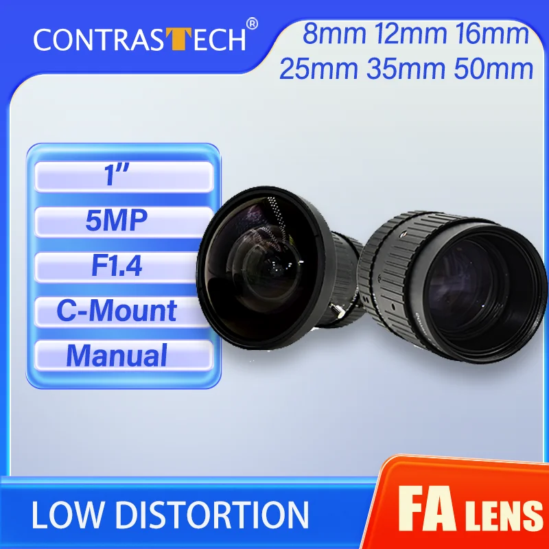 

Объективы с фиксированным фокусным расстоянием 5 МП, 1-дюймовый объектив с креплением C для камеры F1.4, ручная диафрагма, промышленный объектив ITS для наблюдения и машинного зрения