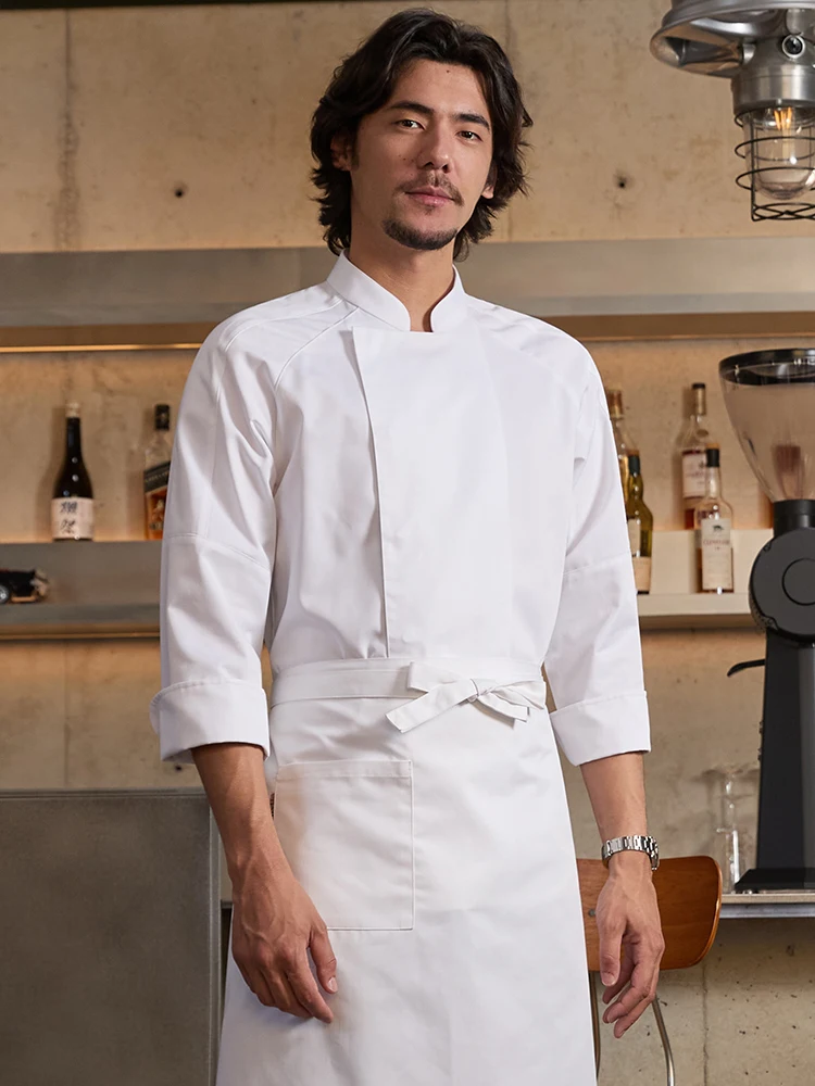 Abrigo de Chef clásico para hombres y mujeres, uniforme de Catering de camarero de cocina de Hotel de manga larga con logotipo personalizado