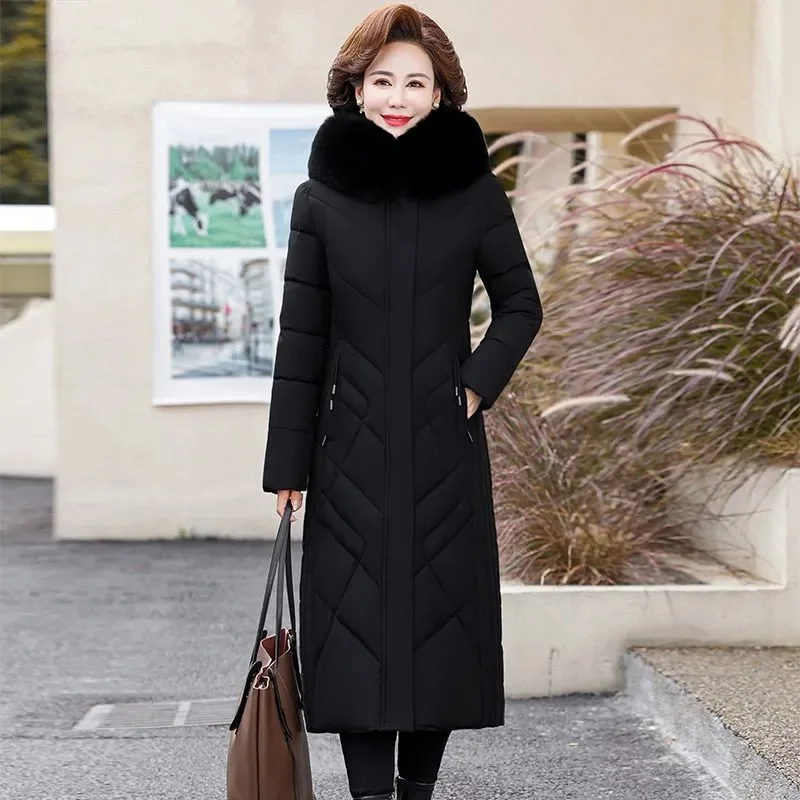 2025 nuovo inverno lungo Parka impermeabile piumino imbottito in cotone moda donna con cappuccio spesso caldo cappotto da neve capispalla femminile