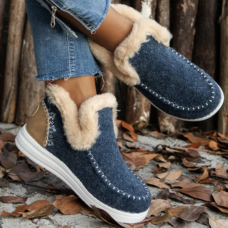 Women's Boots 2024 Trend Winter Boots With Fur Keep Warm Winter Shoes Women Ankle Boots Snow Botas Mujer Casual Winter Footwear