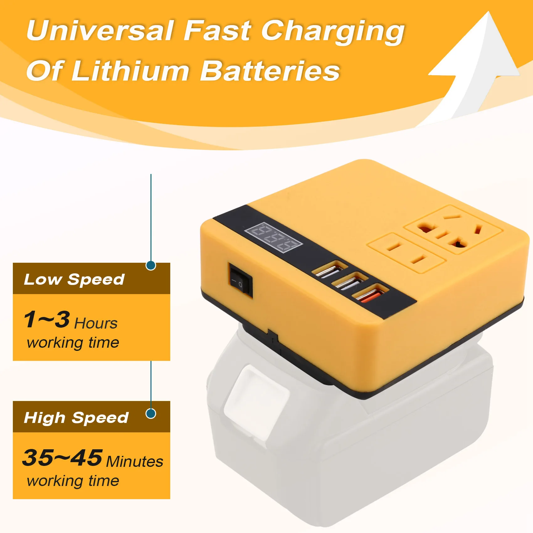 

LICE-Power Inverter DC Inverter Adapter Power Supply Inverter For Outdoor Work For