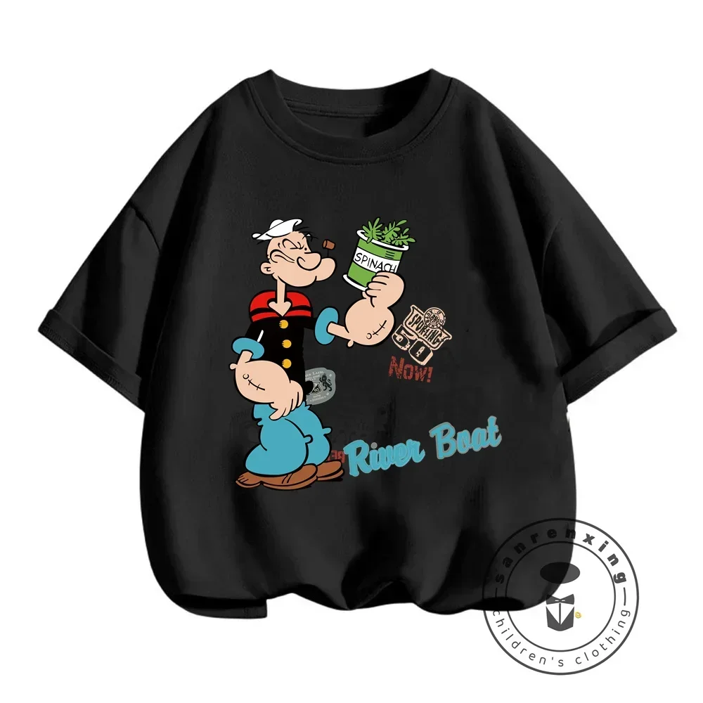 Popeye-男の子と女の子のためのセーラーTシャツ,カジュアルなファッション,ヒップホップスタイル,シック,予算に優しい,夏