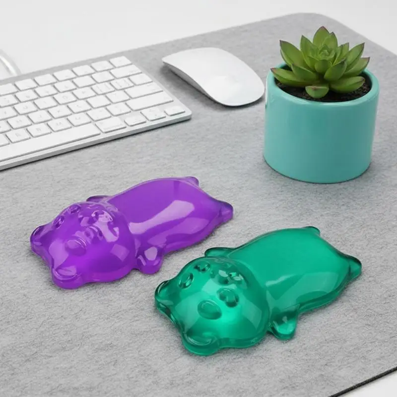 Soft Clear Bear Wrist Rest Pad - Ergonomic Gel Support for Pain Relief - Cute Silicone Mouse Mat for Home Office