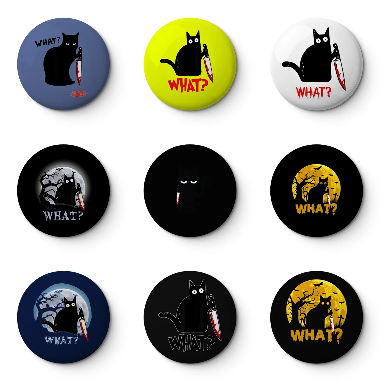 Cat What Murderous Black Cat With Knife Gift Premium T Shirt Soft Button Pin Customizable Metal Decor Women Jewelry Gift Cute Fu