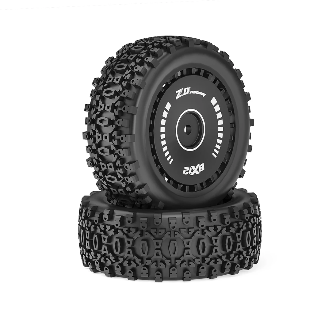 ZD Racing 2PCS Front Rear 72mm Rubber Skidproof Tires for 1/12 ZD Racing BX12 RC Off-Road Vehicle Car Tyre Upgrade Accessories