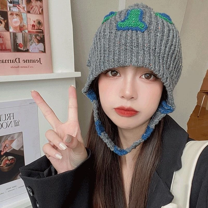 Autumn Knitted Hat for Teenagers Keeping Warm Protecting Ear Hat Windproof