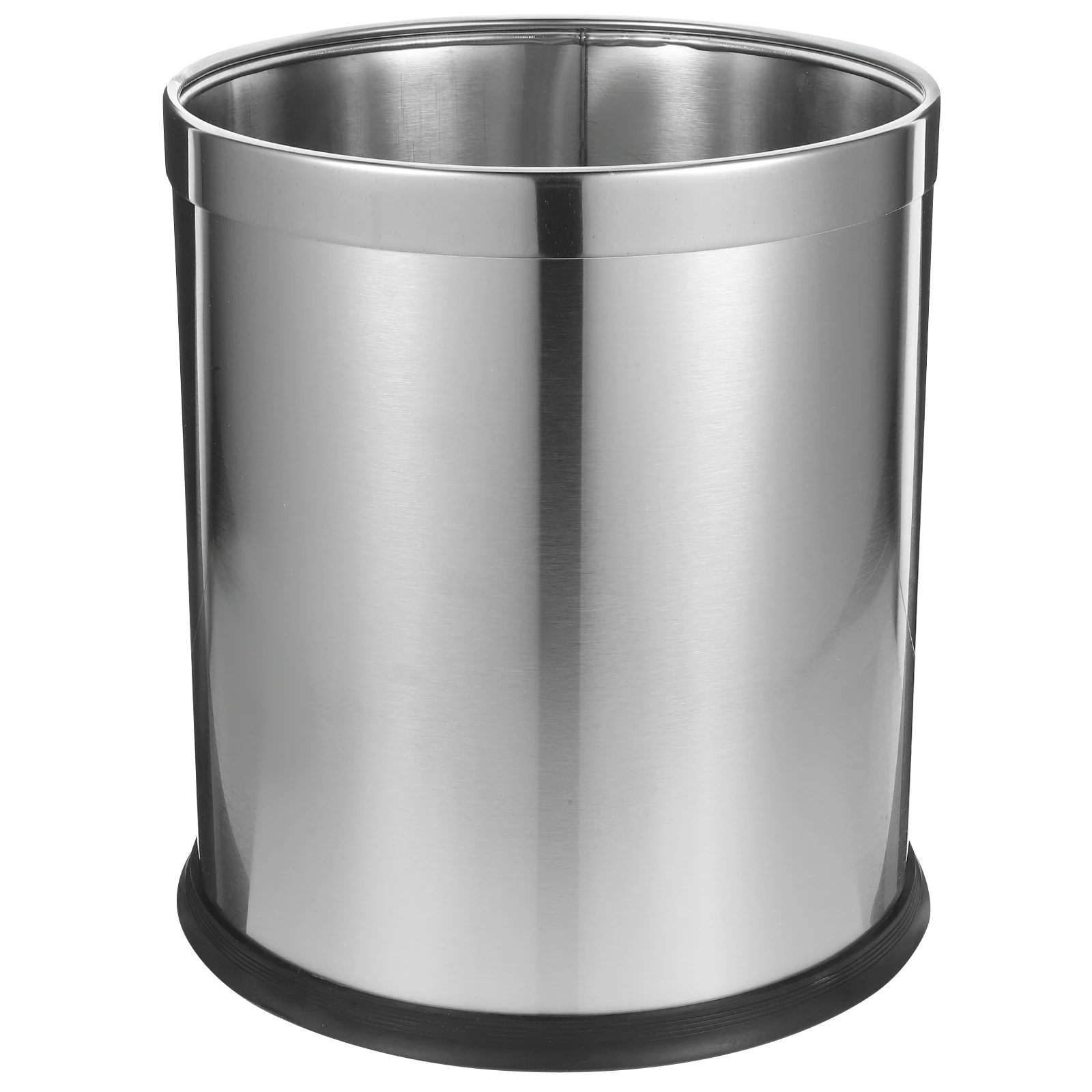 

Stainless Steel Trash Can Wastebasket Dustbin 410 Metal Large Capacity Kitchen Bathroom Bedroom Garbage Container Household Use