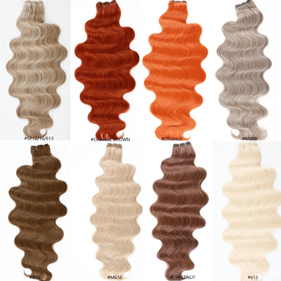 30Inches 200grams Blond 27/613 Body Wave Hair Weave Bundles High Temperature Synthetic Soft Natural Human-Like Hair