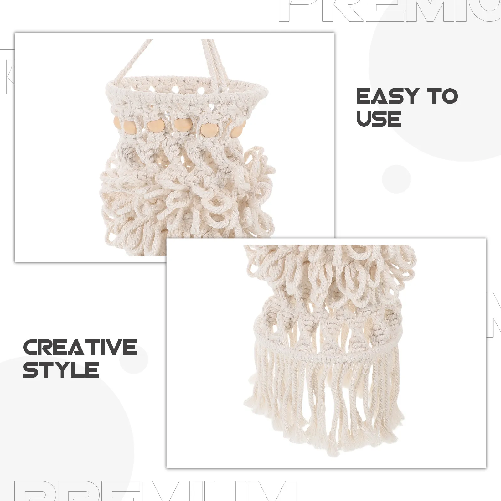 Boho Lamp Shade Handmade Macrame Cotton Rope Woven Lampshade Rustic Pendant Light Cover for Bedroom Living Room Nursery