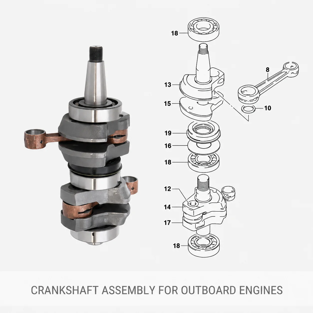 Crankshaft Connecting Rod Assembly for Suzuki Outboard Motor Engine Repair