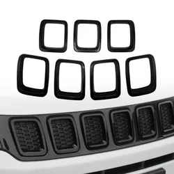 Grille Inserts ABS Grill Cover Exterior Accessories for Jeep Compass MP 2017 2018 2019 2020, Black