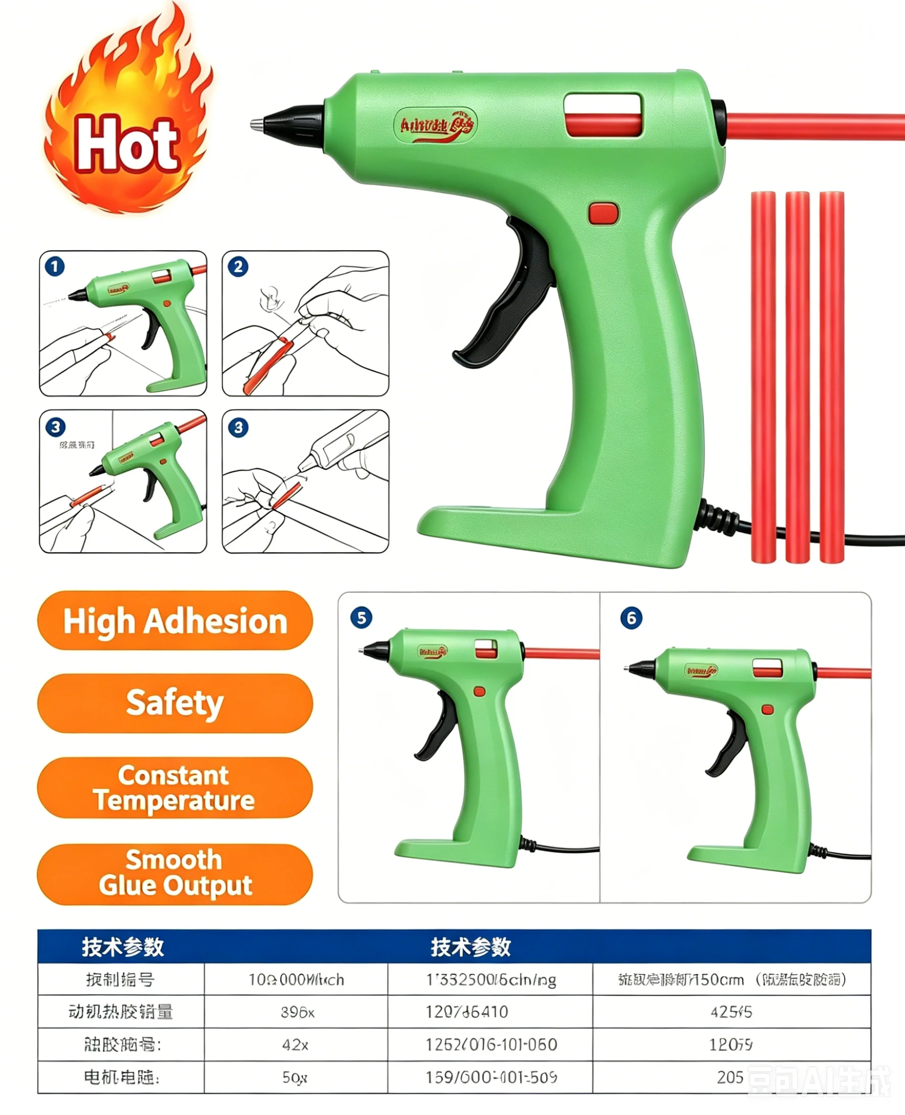 Deli Kids Hot Glue Gun 220V DIY Electric Hot Melt Glue Gun  Sticks Fast Heating for Crafts Home Repair School Proje