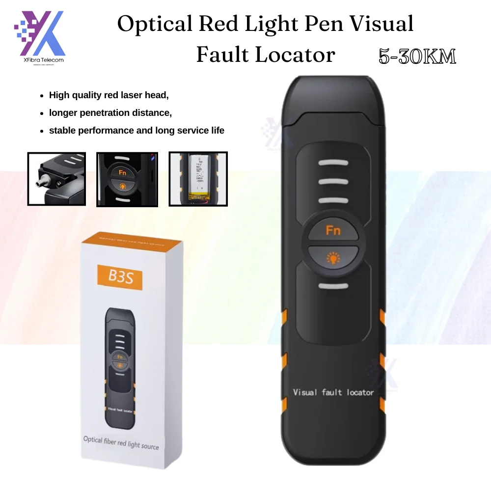 

Visual Fault Locator USB Charge LED Lighting Fiber Optic Tester Tool VFL 30KM 10MW 30MW FTTH Laser Optical Red Light Pen