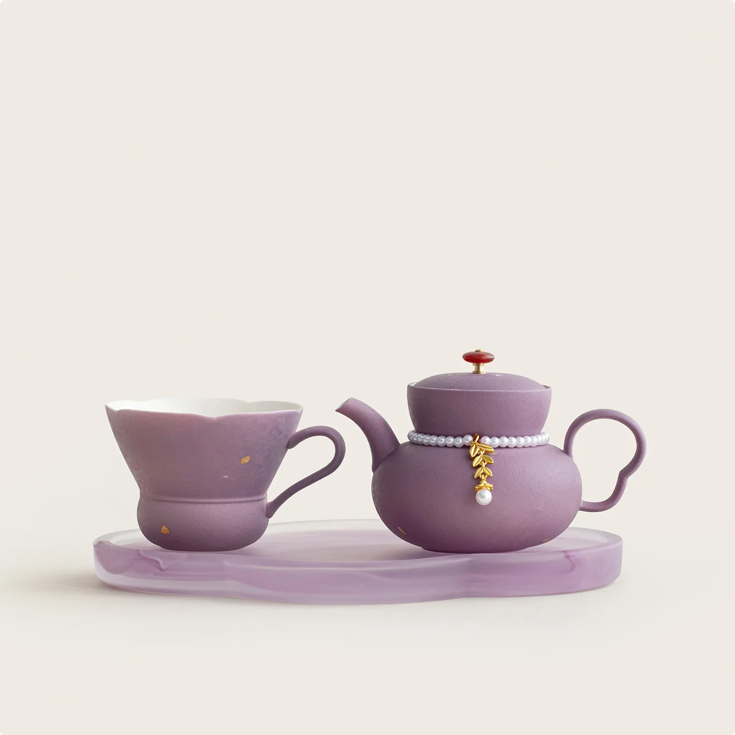 

HYS underglaze ceramic tea set Fulu pot teacup Kung Fu tea set Chinese New Year gift for home use