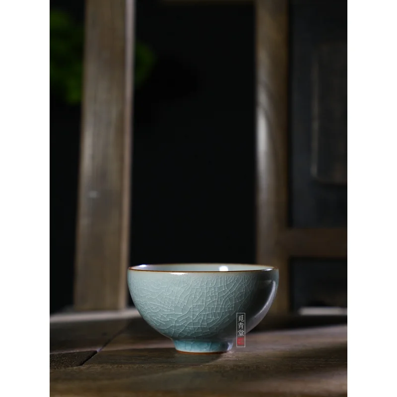 [Wu Jin Lake Blue Ice Raw Mango Cup] Longquan Celadon High-End Tea Set Chinese Ice Crack Tea Cup Kombucha Single Cup