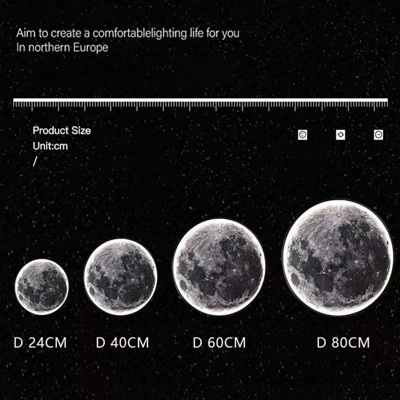 3D Lua e Planeta LED Wall Light Quarto Berçário Sala de estar Decoração Galaxy Lighting