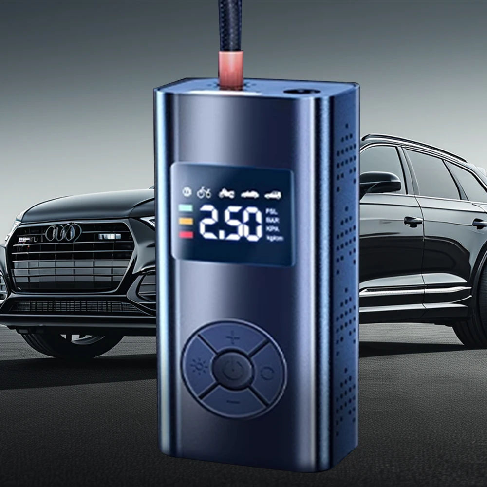

7,4 В накачка шин 150PSI портативный воздушный компрессор для мотоцикла, велосипеда, лодки, автоматические шарики для шин с ЖК-цифровым дисплеем
