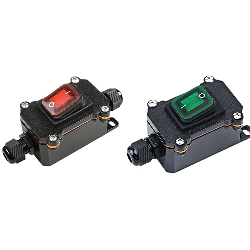 1Pcs Rocker Switch 12V/24V/220V Inline Power Cord Marine Rocker Switch Outdoor Waterproof Junction Box High Current Connetor