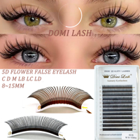 Domi LB LC M Curl 5D Flower Lashes Eyelash Extensions Coffee Spike Fluffy Volume Fans Wispy Premade Clusters Fairy Flora Lashes
