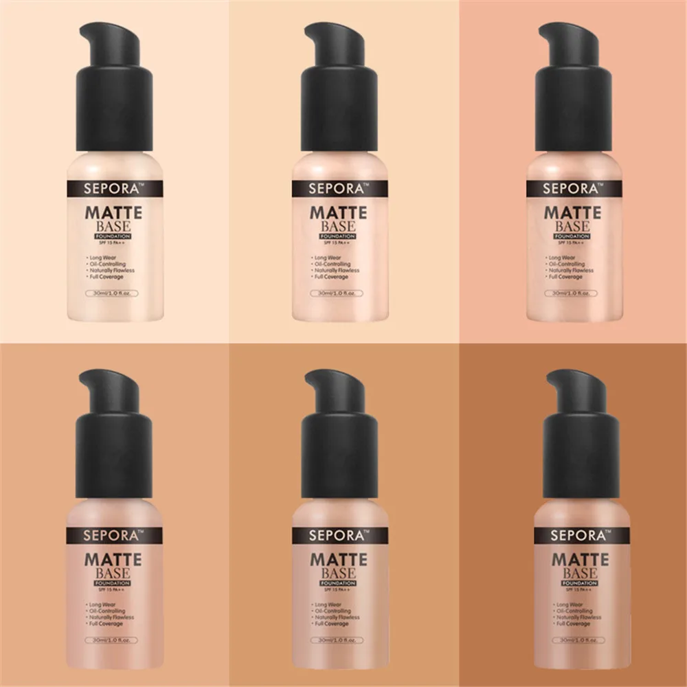 30ml Face Matte Liquid Foundation Base Makeup Oil Control 24 Hours Lasting Concealer Full Coverage Waterproof Contour Makeup