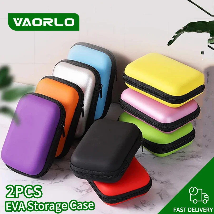 2PCS Portable EVA Storage Case - Ideal for Earphones, USB Drives, Shavers, and Cables - Compact and Protective Earphone Case