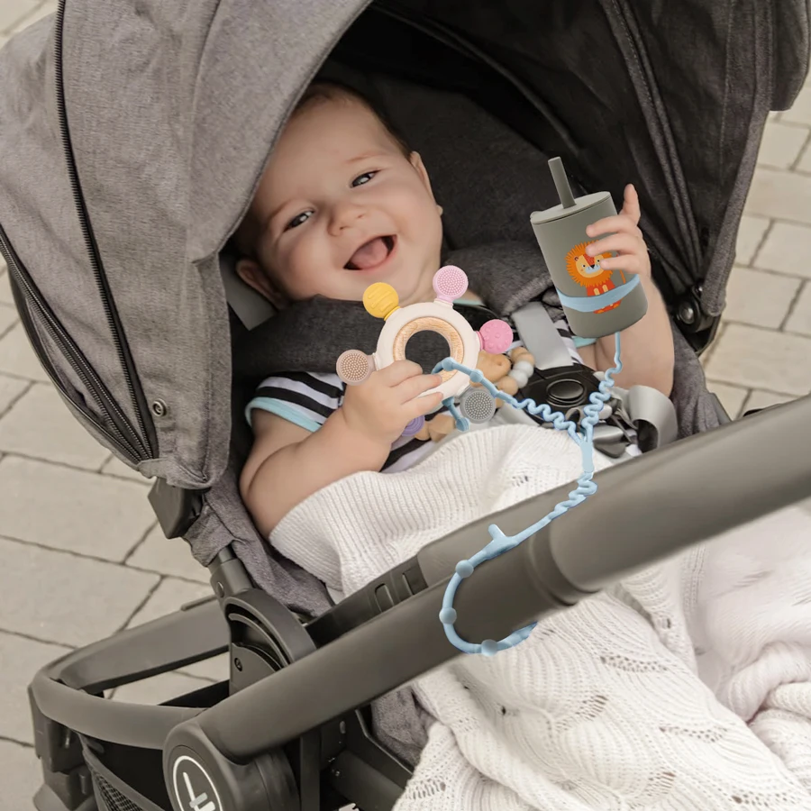 1 Stück Baby Schnuller Kette mit 2 Clips Baby flasche Kette verstellbare Silikon Schnuller Kette Beißring Spielzeug Kinderwagen Zubehör