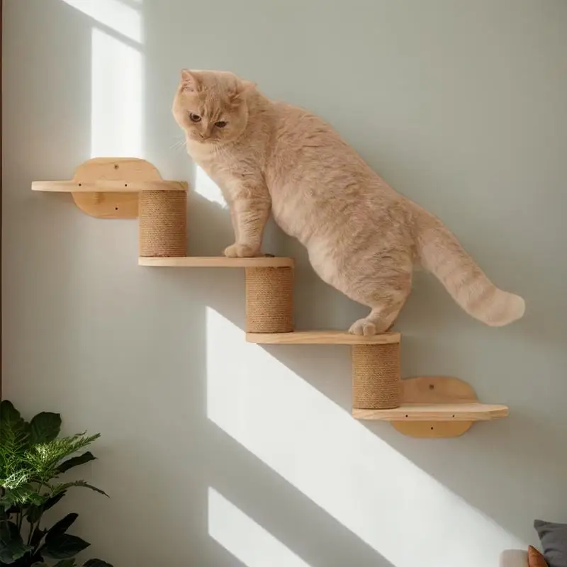 

Wall-mounted cat rack Wooden cat nest Wall Jump Sisal Cat Scratching Post Cat Climbing Frame Space Saving Climbing Cat Frame