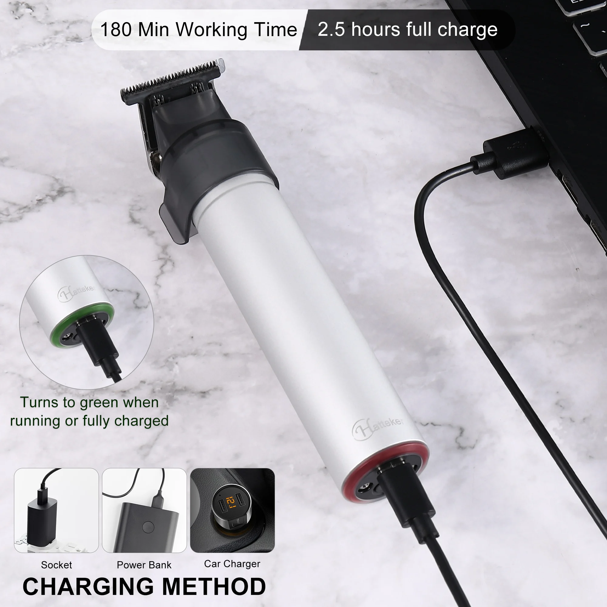 ماكينة قص الشعر الكهربائية من Hatteker، ماكينة نحت وقطع رأس الزيت، ماكينة قص الشعر الكهربائية المنزلية، ماكينة قص الشعر بشحن USB #3