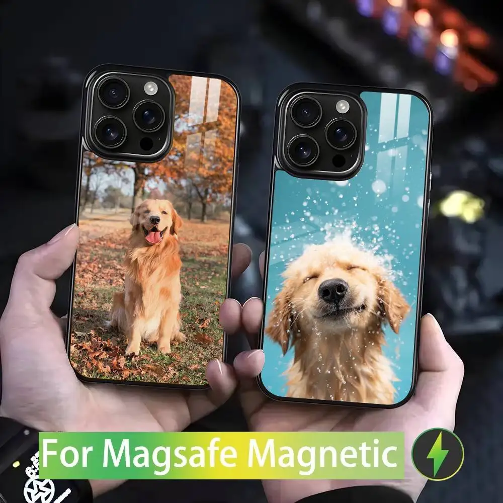 

G-Golden Retriever Phone Case For IPhone 17 16 15 14 13 12 11 Pro Max Plus Mini Magsafe Mirror Wireless Magnetic Cover
