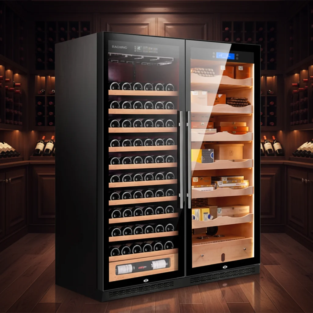Thermostatic Wine Cabinet Frost Free Air-cooled Bar Fridge Wine Cabinet UV Resistant Glass Door Wine Cabinet