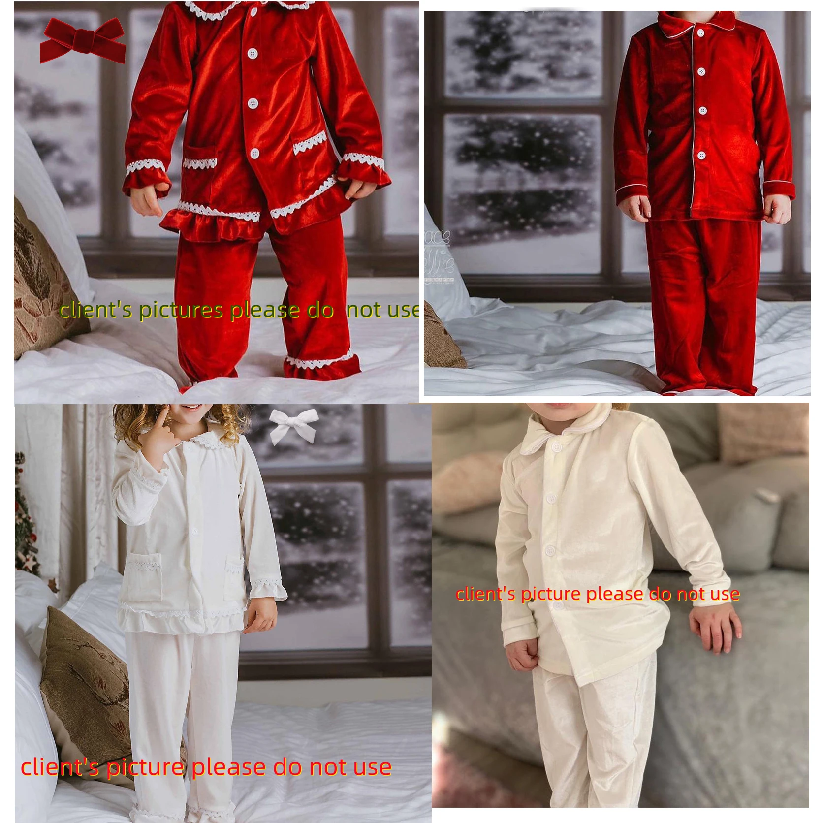 Lounge wear Mädchen Jungen Familie Weihnachten Pyjamas rote Samt Pyjamas Sets für Kinder Baby Baby Nachtwäsche leere Kinder Pyjamas