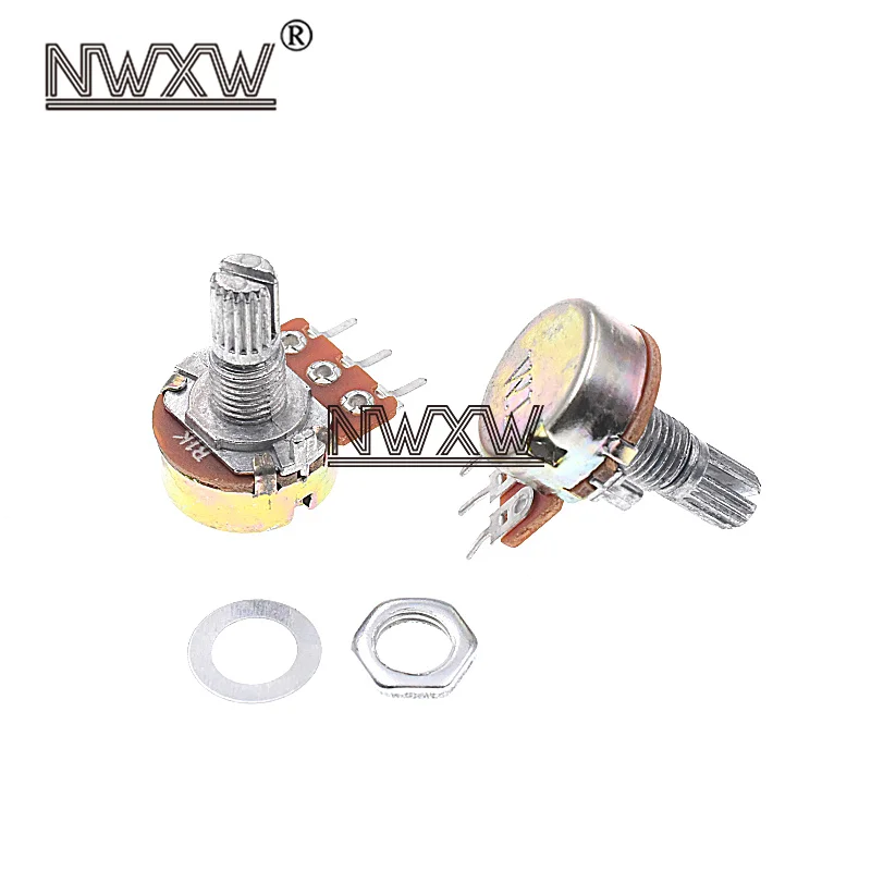 5pcs/lot WH-148 B1K 1k single 3-pin volume adjustment potentiometer B102 shaft length 15mm with nut and washer