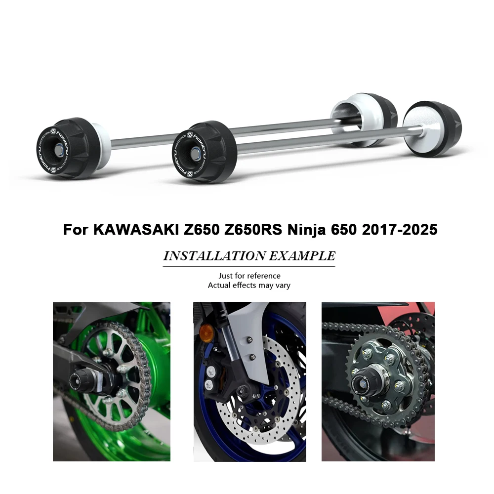 Motorrad Vorder- und Hinterrad Achsschutz-Set für KAWASAKI Z650 Z650RS Ninja 650 2017-2025 Sturzschutz