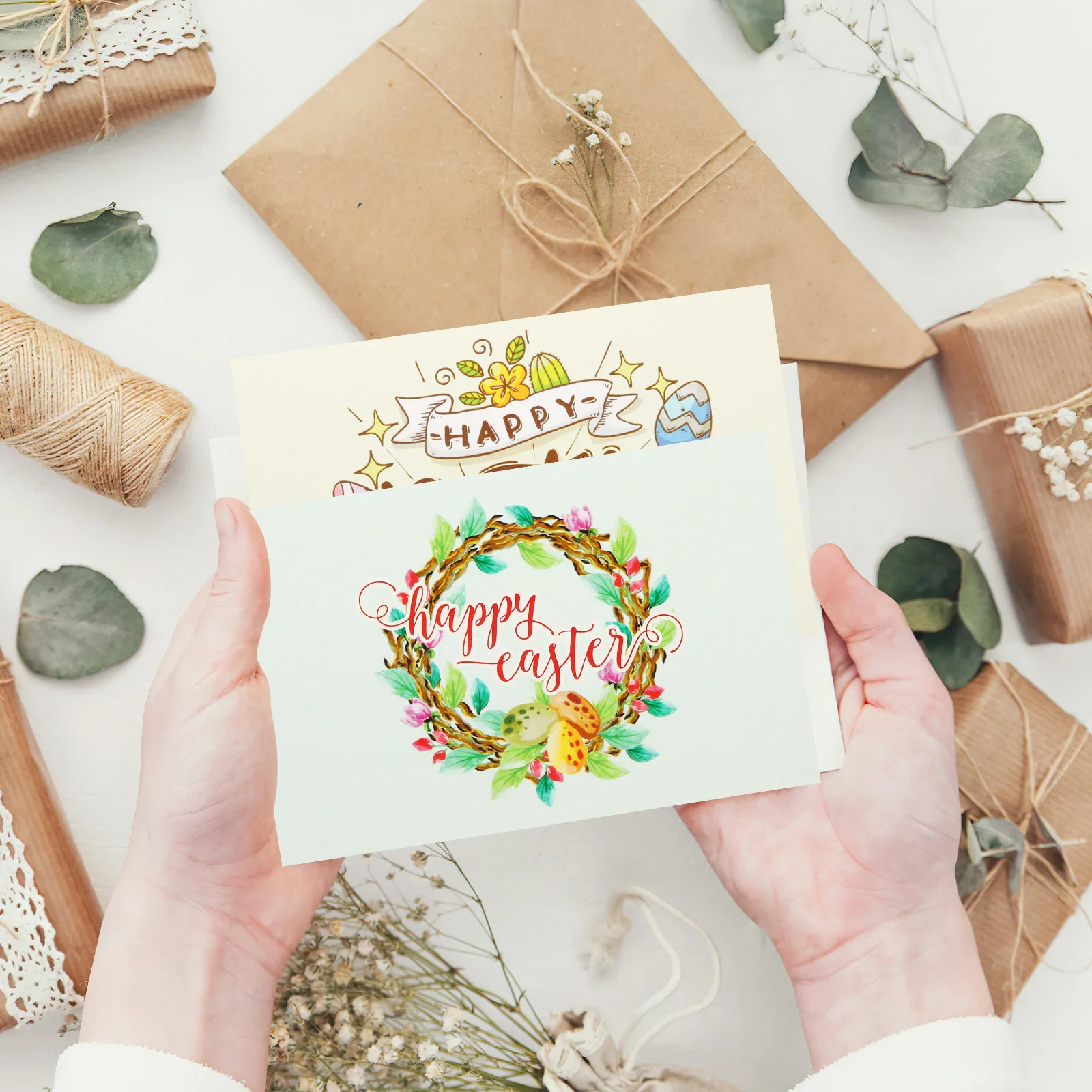 

2 Sets Easter Paper Greeting Card Set Smooth Print Easter Blessing Cards for Party Holiday Celebration Greeting Cards