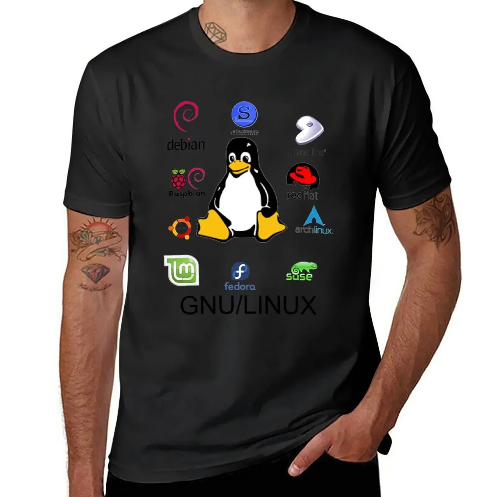 New GNU/LINUX The best distro T-Shirt sports fan hippie clothes graphic mens Round Collar fashion Short Sleeve vintage Outfits