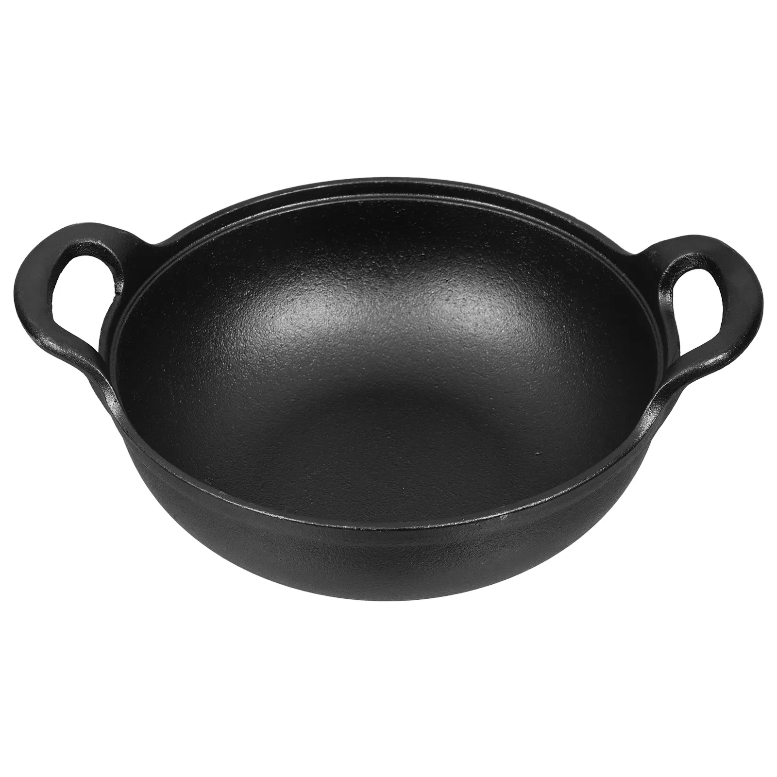 

Cast Iron Cooking Pot Round Bottom Non-Stick Stew Pot Practical Cooking Skillet Indoor Outdoor Use Cast Iron Skillet