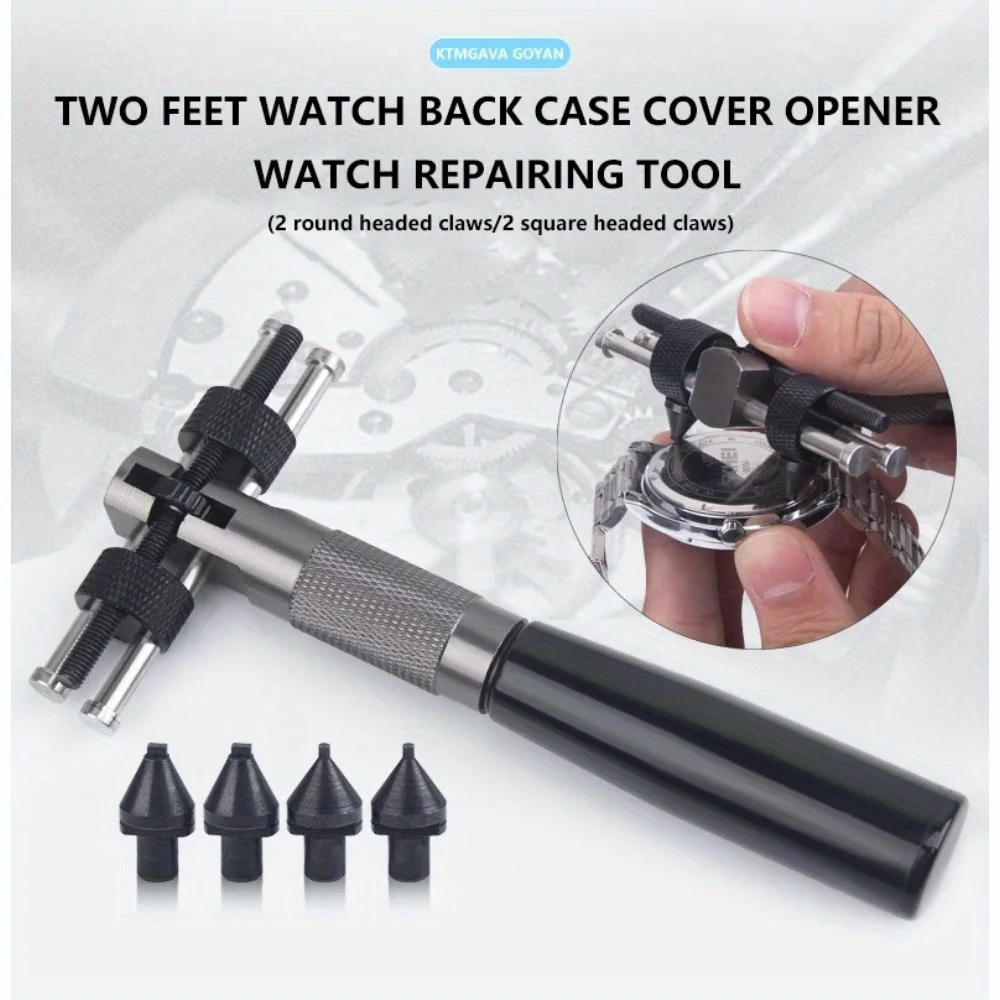 T Shaped Watch Back Case Cover Opener Remover with 4 Dies No.2289 Watch Repair Battery Replacement Tool for Watchmaker 20-55mm