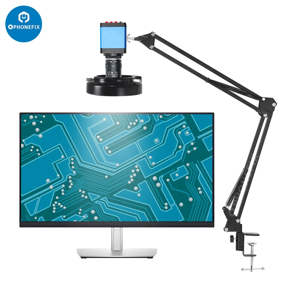 

1080p VGA HDMI Video Microscope Camera with Security Lens Cantilever Stand for Industry Digital Image Acquisition Surveillance